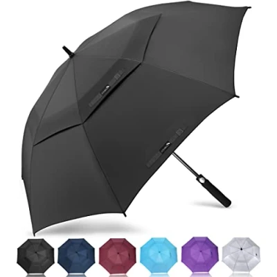 Abbildung von ZOMAKE Regenschirm Sturmfest Groß,XL Golf Umbrella Stockschirm mit Auf Zu Automatik für Herren Damen Travel Schirm Tragegurt, (Schwarz)