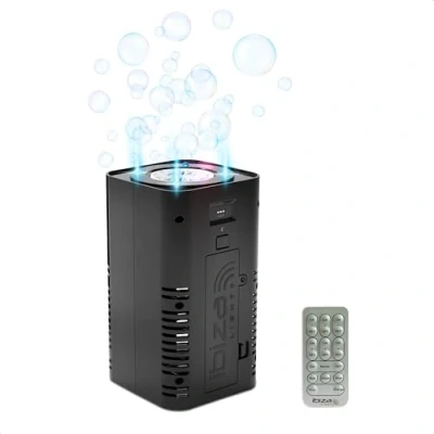 Abbildung von Ibiza BUBBLE DREAM Tragbare batteriebetriebene Seifenblasenmaschine mit farbigen RGB LEDs Synchronisation zwischen mehreren Maschinen Beleuchtete Seifenblase Fernbedienung