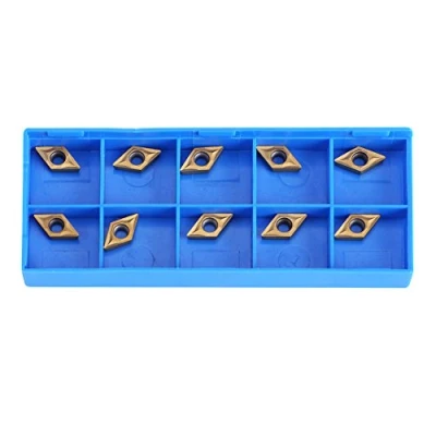 Abbildung von ASHATA CNC Hartmetalleinsätze, 10 stücke Hartmetallspitzen Wendeplatten Messerschneider Drehwerkzeug Mit Box (DCMT070204 US735 DCMT51.51)