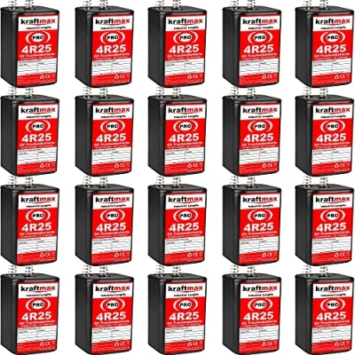 Abbildung von kraftmax 20er Pack 4R25 PRO 6V Hochleistungs Industrial Longlife Blockbatterie 6 Volt Batterie Block NEUSTE Generation 4R25X