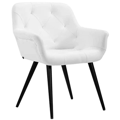 Abbildung von CLP Esszimmerstuhl Langford I Stoff Kunstleder Gesteppter Polsterstuhl Stuhl Mit Bodenschonern, Farbe:weiß, Material:Kunstleder