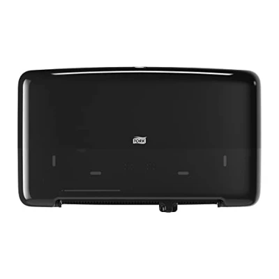 Abbildung von Tork 555508 Doppelrollenspender für Mini Jumbo Toilettenpapier T2 in Schwarz / Hygienischer Toilettenpapierspender im Elevation Design Hohe Kapazität