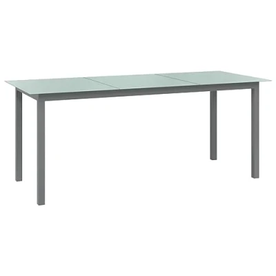 Abbildung von vidaXL Gartentisch Terrassentisch Gartenmöbel Esstisch Garten Tisch Balkontisch Glastisch Outdoor Hellgrau 190x90x74cm Aluminium Glas