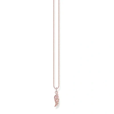 Abbildung von Thomas Sabo Damen Kette Phönix Flügel mit rosa Steinen roségold, aus 925er Sterlingsilber 750er Roségold Vergoldung, Länge 45cm, KE2168 323 9 L45V