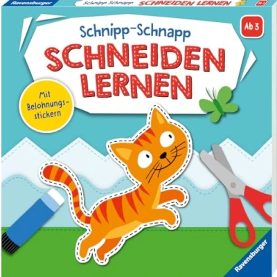 Abbildung von Ravensburger Schnipp Schnapp Schneiden lernen und Kleben ab 3 Jahren Block mit Belohnungsstickern Profi Urkunde Perforierte Seiten