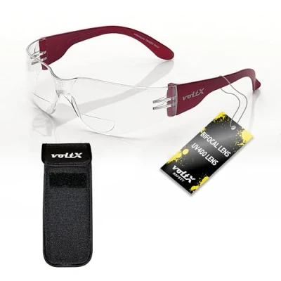 Abbildung von voltX Grafter BIFOKALE (KLAR +2.0 Dioptrie) Leichtgewichts Industrie Lesen Schutzbrille, CE EN166F, Anti Fog UV400 Linse, Sportbrille für Radler, Erweiterbarer Sicherheitsbeutel