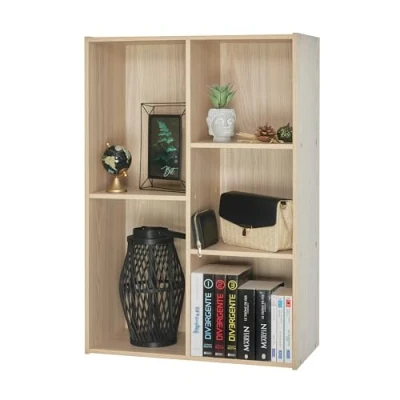 Abbildung von Iris Ohyama Bücherregal, 5 Etagen, 60cm breit, Hellbraun, Vielseitig, Modular, Offenes Regal, Für Wohnzimmer, Büro, Schlafzimmer, Platzsparend, Bücher, CD, Dekor, Einfacher Aufbau, CX 23C