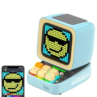 Abbildung von Divoom Ditoo Multifunctional Pixel Art LED Tragbarer Bluetooth Lautsprecher, 256 Programmierbares Panel mit Licht, Smart Digital Tischuhr, Gaming Musikbox unterstützt TF Karte &amp; Radio