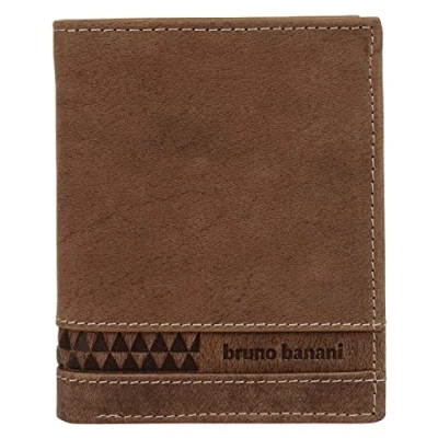 Abbildung von bruno banani kleine Geldbörse im Hochformat Echt Leder Herren RFID Geldbeutel, Brieftasche aus Rindleder, Herrenbörse 2 Fach klappbar, 8 Kartenfächer, Münzfach 021755