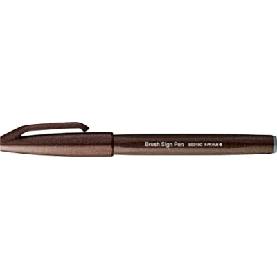 Abbildung von Pentel SES15C E3X Brush Sign Pen dunkelbraun, Faserschreiber, pinselähnliche Spitze, 10 Stück