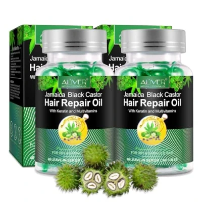 Abbildung von ALIVER Haaröl Rizinusöl Haarwachstum Haarpflege in Kapseln Bart Bio Vegan, 2 tlg.