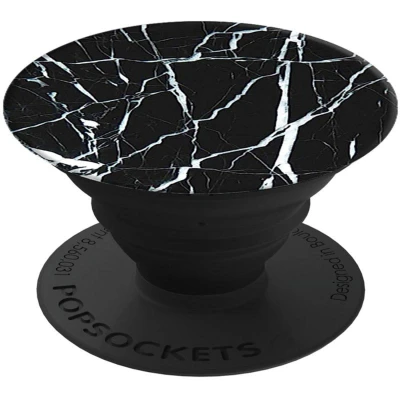 Abbildung von Fingerhalter Handy PopSockets iMoshion PopGrip Black Marble Schwarz Marmor Design Kunststoff