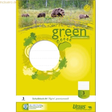 Abbildung von 10 x Ursus Schulblock A4 Lineatur 3 3. Schuljahr 50 Blatt
