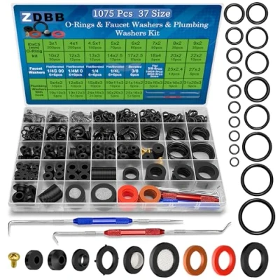 Abbildung von ZDBB 1075 Pcs 37 Größen Wasserhahn Reparatur Unterlegscheiben &amp; Schlauch Unterlegscheibe Kits，Plumbing Gummi Kit für Outdoor Tüllen Küche Dichtung Reparaturen