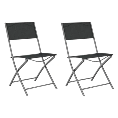 Abbildung von vidaXL 2X Gartenstuhl Gartenstühle Terrassenstuhl Balkonstuhl Garten Essstuhl Klappstuhl Stuhl Stühle Klappbar Schwarz Stahl Textilene