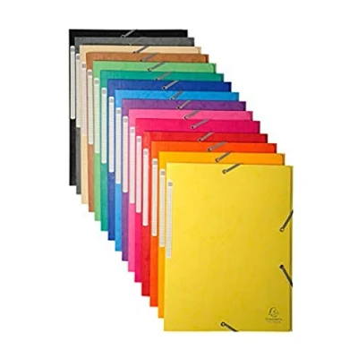 Abbildung von Exacompta 17100H 50er Pack Premium Einschlagmappe. Aus extra starkem Colorspan Karton DIN A4 mit 2 Gummizügen und 3 Klappen farbig sortiert Sammelmappe Dokumentenmappe ideal für Büro Schule