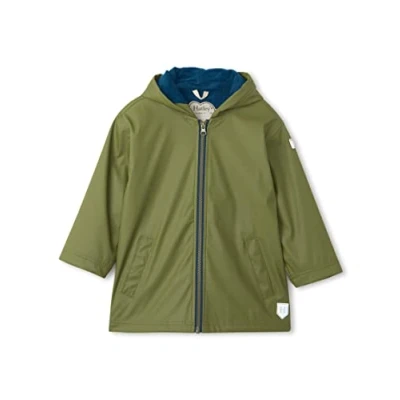 Abbildung von Hatley Unisex Kids Regenjacke mit Reißverschluss Zip Up Splash Jacket, Green, 10 Jahre