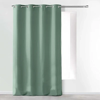 Abbildung von Douceur d&#039;Intérieur, Ösenvorhang, 140 x 260 cm, Salbei, Mikrofaser, einfarbig
