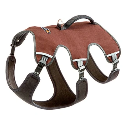 Abbildung von Ferplast Ergonomisches Hundegeschirr Große Hunde ERGOTREKKING Small, Geschirr Hund Sechs Verschlüsse Mikroregulation, weiche Polsterung, reflektierend, Ideal zum Wandern, braun