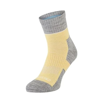 Abbildung von SEALSKINZ Morston Solo Allwetter Socken, schnell trocknend, gelb hellgraumeliert cremefarben, Größe M