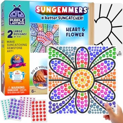Abbildung von PURPLE LADYBUG Sungemmers Fenster Mosaik Bastelset Kinder Spannende Ostergeschenke Kinder, Geschenk Mädchen 6 12 Jahre ab 8 Meerjungfrau Geschenke