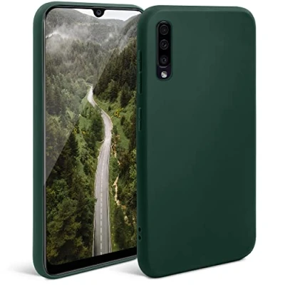 Abbildung von Moozy Minimalist Series Silikon Hülle für Samsung A50, Dunkelgrün Mattes Finish, Dünne, Weiche TPU Handyhülle Schutzhülle