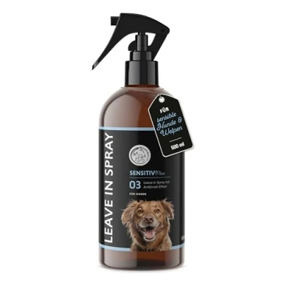 Abbildung von Annimally Sensitiv Plus Leave In Spray Natürliche Kämmhilfe &amp; Glanzspray für sensible Hunde Welpen, ph neutrales Kämmspray, ohne Silikone, Parabene künstliche Duftstoffe 500 ml