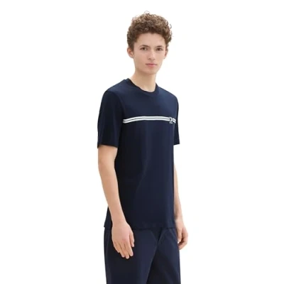 Abbildung von TOM Tailor Denim LOGO Tshirt print, Herren, Größe: Large, Sky captain blue