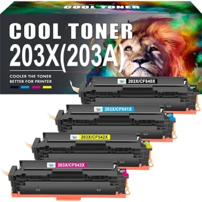 Abbildung von 203X 203A Tonerkartusche Kompatible für HP 203 CF540X CF540A Color Laserjet Pro MFP M281fdw M281fdn M280nw M281cdw M281 M254dw M254nw M254dn M254 Schwarz Cyan Gelb Magenta Toner Set