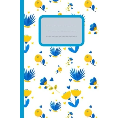 Abbildung von Notizbuch Ukraine A5 liniert Blau gelbe Muster und Blanko Textfeld zum individuellen Beschriften: Ein besonderes Notizbuch, Schreibheft, Journal, Tagebuch Stay with Ukraine!