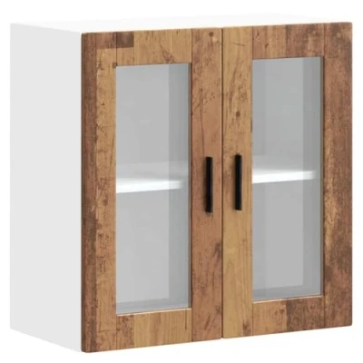 Abbildung von vidaXL Küchen Hängeschrank mit Glastür Porto Altholz Optik, Wandschrank Küche, Wandschrank, Oberschrank, Küchenschrank,