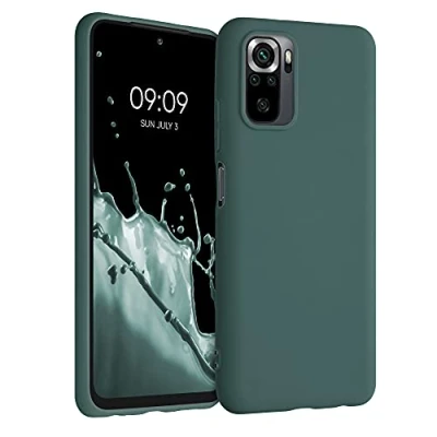 Abbildung von kwmobile Hülle kompatibel mit Xiaomi Redmi Note 10 / 10S weiches TPU Silikon Case Cover geeignet für kabelloses Laden Blaugrün