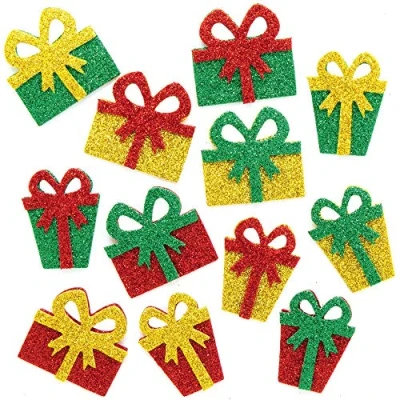 Abbildung von Baker Ross AX310 Weihnachtsgeschenk Glitzernde Moosgummi Aufkleber 96 Stück, Festliche Künstler und Bastelbedarf zum Basteln Dekorieren zur Weihnachtszeit