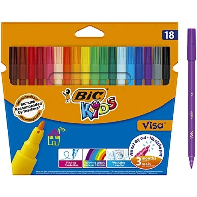Abbildung von BIC Kids 888681 Pinsel Fasermaler Visa, 18 Stück, farbig sortiert
