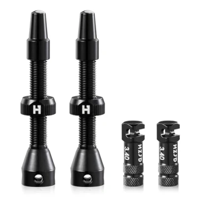 Abbildung von HZJD 2 Stück Presta Tubeless Ventile, Schwarz, Vorbau, Integriertes Kernspeichenausbauwerkzeug(44 mm)
