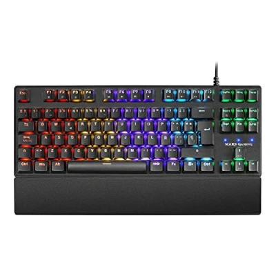 Abbildung von Mars Gaming MKXTKLBES, Ultra Kompakte Mechanische Tastatur TKL RGB, Handballenauflage, Schalter OUTEMU SQ Blau, Sprache Spanisch