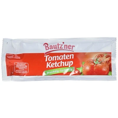 Abbildung von BAUTZ‘NER Tomaten Ketchup 150 x 20 ml Pack Protionsbeutel Original Bautzner Rezeptur Ohne Zusatz von Konservierungsstoffen und Geschmacksverstärkern