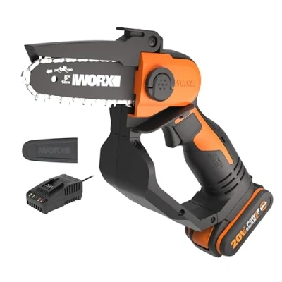 Abbildung von Worx Akku Kettensäge 20V Einhand Ketten u. Astsäge, 12cm, 12,00 cm Schwertlänge, Set, inklusive 20V/2Ah und Ladegerät