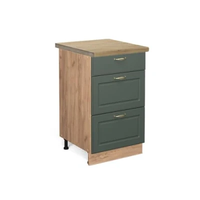Abbildung von Vicco Küchenunterschrank Fame Line, Grün Gold Landhaus/Goldkraft Eiche, 50 cm, AP Eiche