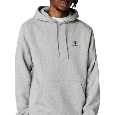 Abbildung von Converse Embroidered STAR Chevron Brushed BACK Hoodie Unisex Kapuzenpullover, Größe: Small, Grey
