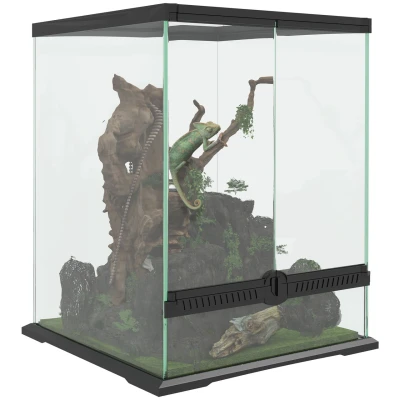 Abbildung von Terrarium für Reptilien 120L Reptil Fütterungsbox Amphibien Schwarz