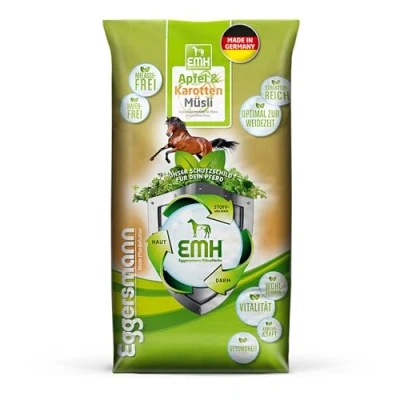 Abbildung von Eggersmann EMH Apfel &amp; Karotten Müsli 15kg Natürliches Kraftfutter für Pferde Eiweißreduziertes Pferdefutter ohne Melasse Ideal Leichte bis Mittlere Arbeit