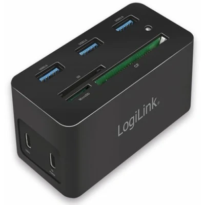 Abbildung von LogiLink UA0370 USB C Multiport Mini Dock 10 in 1 Anschluss, mit PW (Power Delivery), schwarz