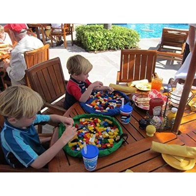 Abbildung von Hivel Tragbar Spielzeug Speicher Tasche Aufraumsack Aufbewahrung Beutel Spielzeugaufbewahrung Spieldecke fur Lego,Kinder Kleine Durchmesser 45cm Grun