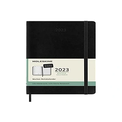 Abbildung von Moleskine Wochenplaner 2023, 12 Monats Wochenkalender, und Notizbuch, Softcover, großes Format 13 x 21 cm, Farbe Schwarz, deutsche Version