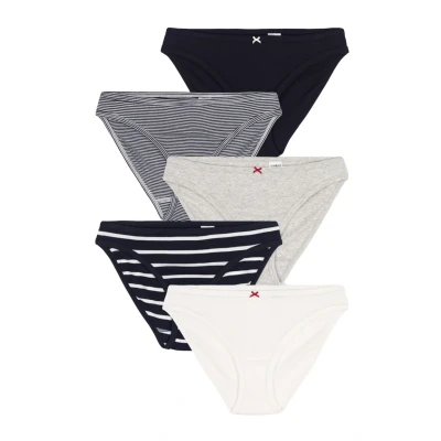 Abbildung von Petit Bateau WOMEN&#039;S 5PACK Slip, Damen, Größe: 32, Navy white