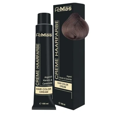 Abbildung von FemMas Premium Haarfarbe Hair Color Cream 100ml Mittelblond Kühle Kastanie 7.91