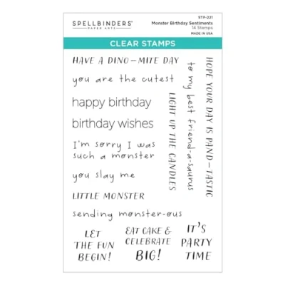 Abbildung von Spellbinders Monster Birthday Sentiments Clear Stamp (STP 221)