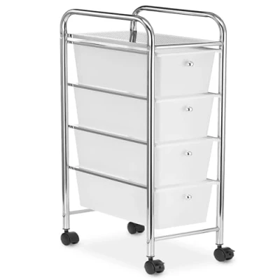 Abbildung von IDIMEX Beistellwagen GINA, Rollcontainer Friseurwagen Kosmetik Roll Badregal mit 4 Schubladen Met