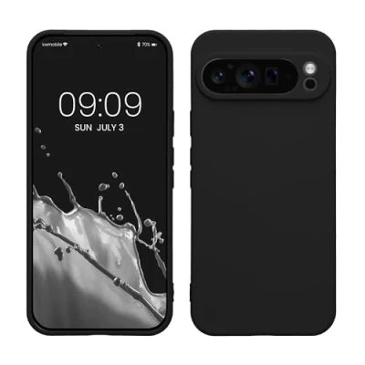 Abbildung von kwmobile Slim Case kompatibel mit Google Pixel 9 Pro XL Hülle Handyhülle aus Silikon in Schwarz